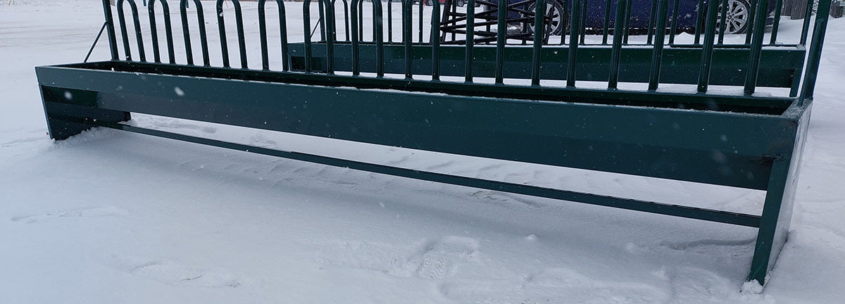 Goat Fence Line Feeder Featuring Reinforced Tombstone Ends for Secure Feeding