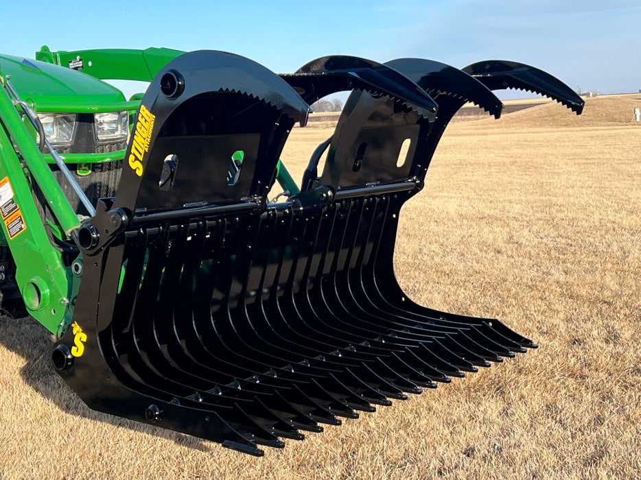 Compact Rock Grapple Bucket for Skid Steers – Heavy-Duty Attachment