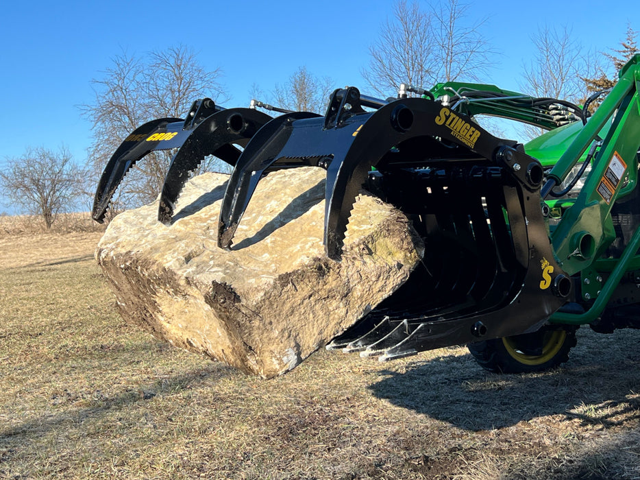 Compact Rock Grapple Bucket for Skid Steers – Heavy-Duty Attachment