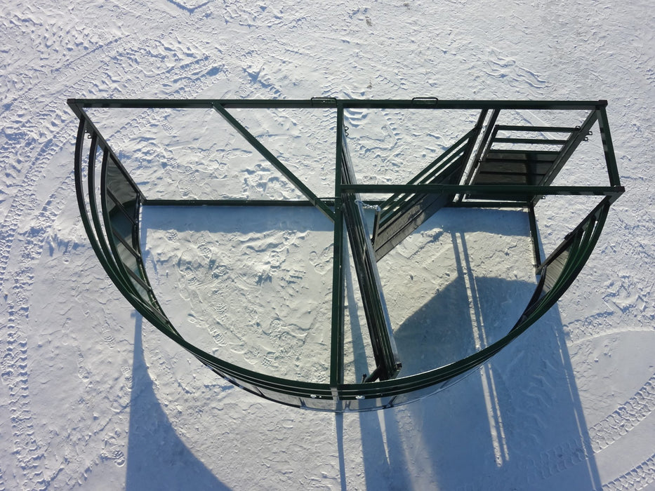 Top view of 10ft Premium C-Series Cattle Crowding Tub showing curved panels and solid frame