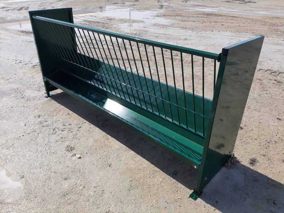 Heavy-Duty Sheep Fence Line Feeder for Hay and Grain Feeding on Ranches