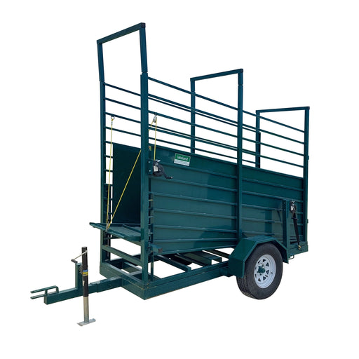 Lakeland E-Series portable loading chute for cattle positioned in a pasture with adjustable height system