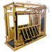Rancher using a Sioux Steel Manual Squeeze Cattle Chute without palp cage for secure cattle handling and treatment.