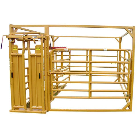 Complete Calving Pen Care Center by Sioux Steel featuring swing gates and head catch for efficient calving management.