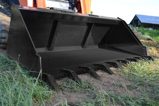 Greg Loflin Skid Steer Bucket with Teeth designed for digging, grading, and heavy-duty earthmoving with superior ground penetration.