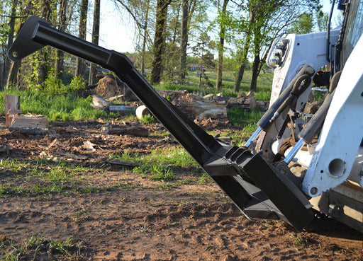 Loflin Boom Attachment for Skid Steer loaders, designed for lifting trees, beams, and materials with precision and extended reach.