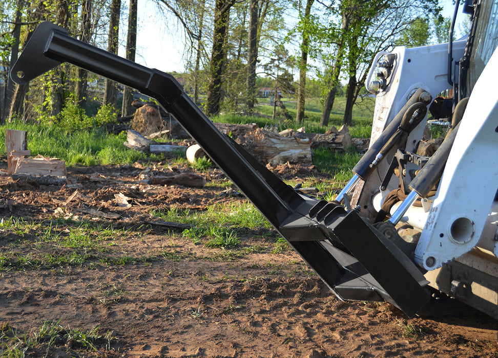 Loflin Boom Attachment for Skid Steer loaders, designed for lifting trees, beams, and materials with precision and extended reach.